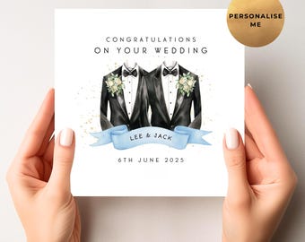 Personalised Wedding Card - Gay Wedding - LGBTQ+ Same Sex Wedding - Mr & Mr - Gay Marriage Card - Congratulations Card - LGBT Card