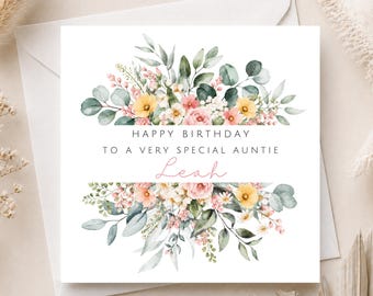 Birthday Card For Auntie - Personalised Birthday Card For Aunt, Aunty or Auntie - Unique Birthday Gift From Kids - Niece or Nephew Card