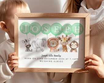 Personalised New Baby Print | Birth Details Gift | Nursery Print | New ...