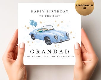 Vintage Car Birthday Card For Him - Personalised Birthday Card For Grandad - Grandad Birthday Gift - Best Dad Card - Special Uncle - Brother