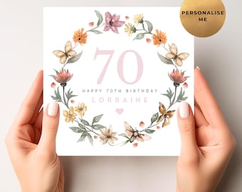 Personalised 70th Birthday Card For Mum, Grandma, Great Gran, Nan, Sister, Aunty, Friend - Seventieth Birthday Card - Happy 70th Birthday