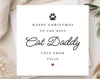 Cat Christmas Card - Cat Dad Christmas Gift - Christmas Present From The Cat –  Cat Lover Holiday Card