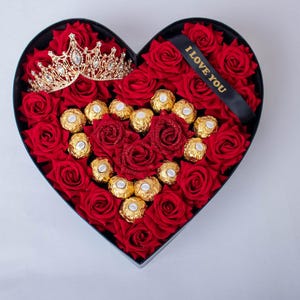 Valentines Day Gift Heart Shape Eternal Rose Box /forever Roses/rosas ...
