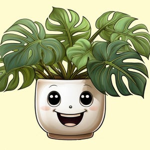Happy Monstera Sticker