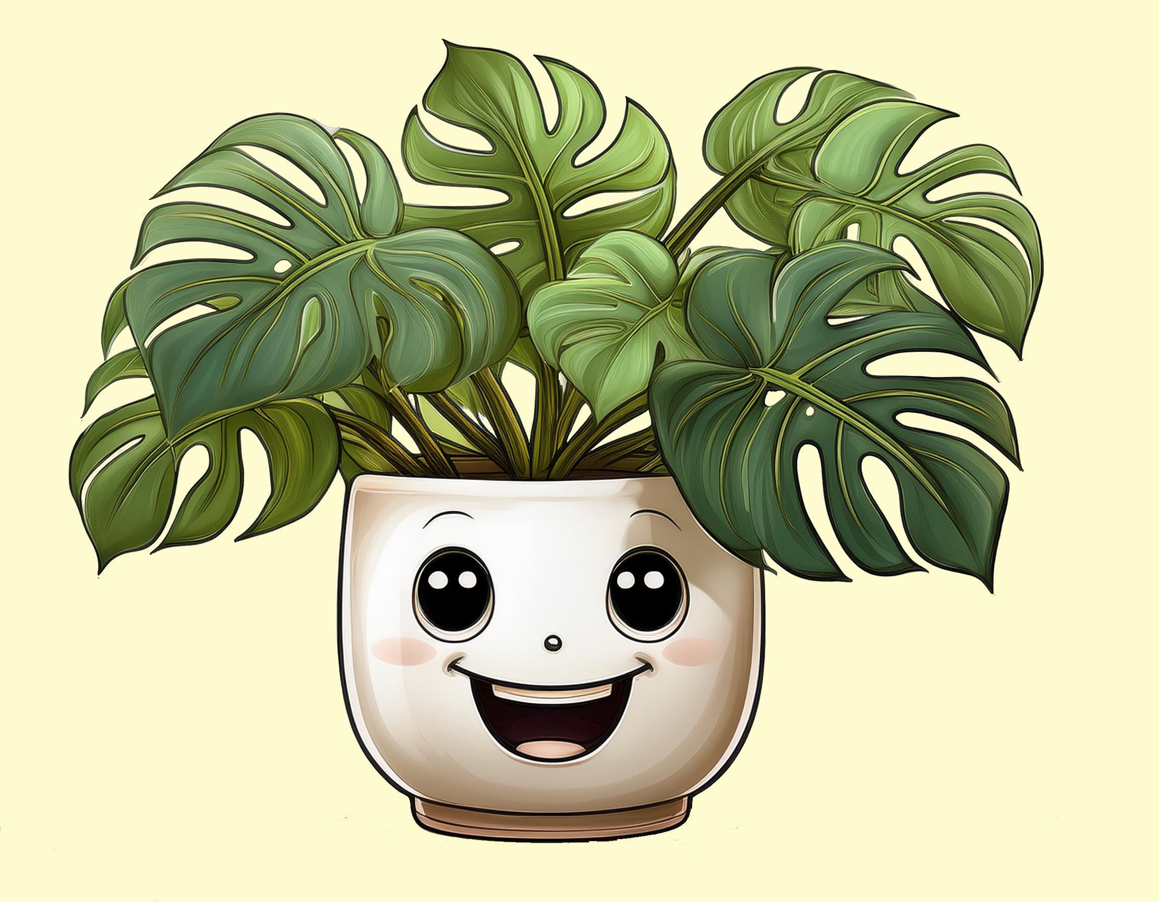 Happy Monstera Sticker - Etsy