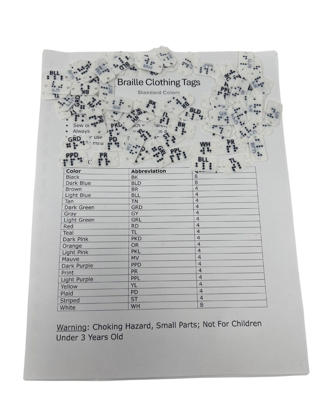 Braille Color Clothing Tags For The Blind Always Know What Color Your 