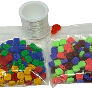 Braille friendship bracelet kit for the blind, 100+ braille beads, stretchy cord & needle threader, fun craft activity for kids and adults