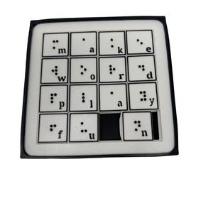 Braille Wort Schiebepuzzle, Denksportrolle mit Brailleschrift für Blinde, ideal für Anfänger, zugängliches Spiel für blinde Kinder und Erwachsene