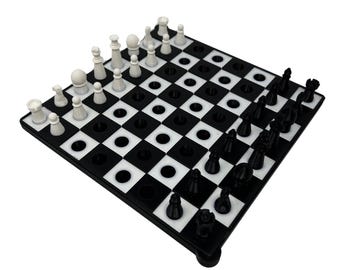 Tactile Chess Set for Blind or Low Vision Players, Tactile Pieces, Raised Squares, Pieces Stay in Place, Accessible Game Uses no Braille