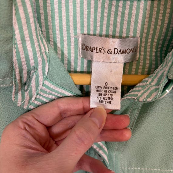 Mint Green Light Jacket Button Front Pockets Mini… - image 7