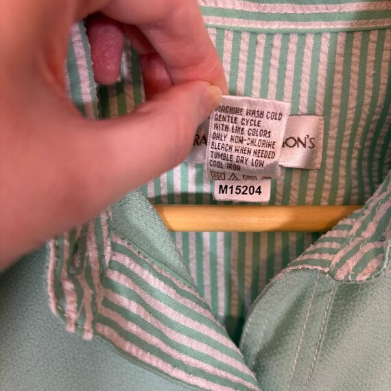 Mint Green Light Jacket Button Front Pockets Mini… - image 8