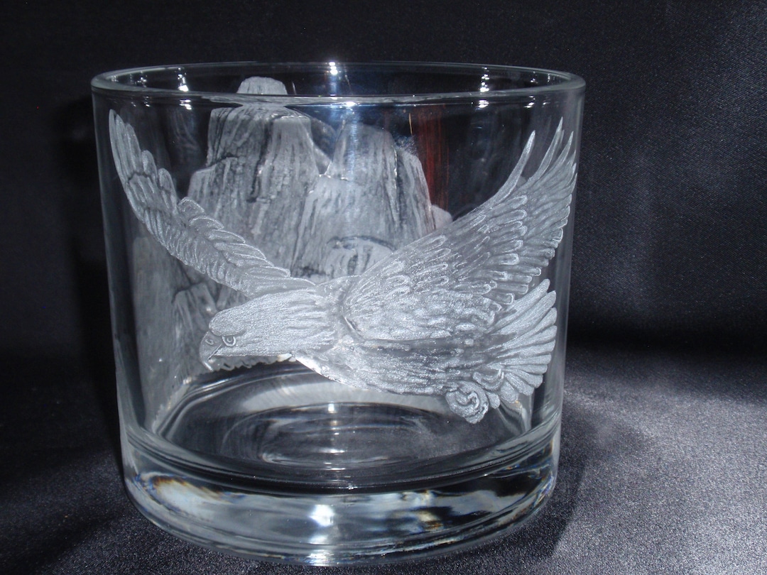 Glass Art Eagle Art Eagle Candle Holder Etched Eagle Eagle Etsy
