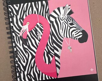 Zebra and Flamingo Notebook