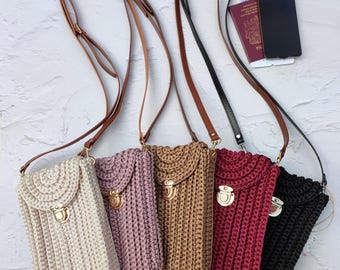 Mini Crossbody Bag Crochet Mini bag Small Cross body bag Phablet Tablet bag Phone bags Miniature bag Women Woven bag Handmade Christmas gift