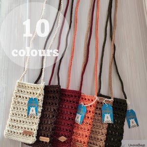 Telefoontasje Miniatuur crossbodytasje Telefoontasje Minitasje voor iPhone Geweven telefoonhoesje Gehaakt tasje Gehaakt tasje Handgemaakt cadeau