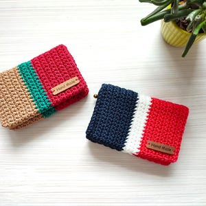 Petit portefeuille, porte-cartes, porte-monnaie au crochet, porte-cartes, portefeuille pour femme, porte-cartes tissés, portefeuilles, sacs à main faits main, cadeau pour elle