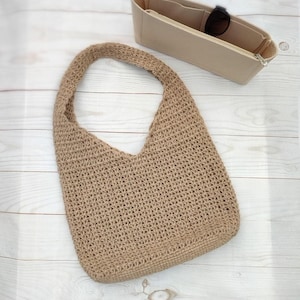 Natural Jute bag Large Hobo bag Jute Shoulder bag Shopping Beach bag Boho style bag Crochet Bag Natural Jute Eco Shopper Handmade Hemp bag