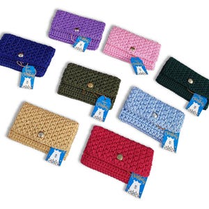 Porte-monnaie porte-cartes au crochet Petit porte-monnaie au crochet Pochettes au crochet Portefeuille pour femme Porte-cartes tissé Porte-cartes fait main Cadeau pour elle