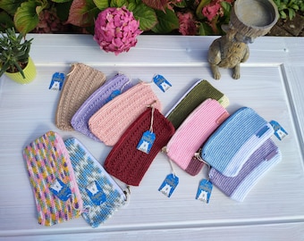 Trousse à maquillage, étui à crayons, pochette zippée, trousse à maquillage au crochet, étuis à crayons au crochet, étui à lunettes, trousse de maquillage tissée, cadeau de Noël, cadeau pour elle
