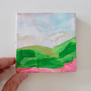 Abstract Painting Small Acrylic Art on Canvas Living Room Wall Art Home Decor Cloud art Original Acrylic Painting - 4 x 4 inches