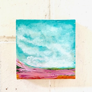 Abstract Painting Small Acrylic Art on Canvas Living Room Wall Art Home Decor Cloud art Original Acrylic Painting - 4 x 4 inches