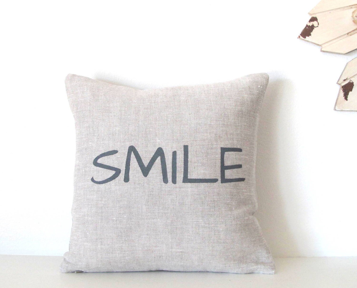 Pillow Cover SMILE 12 x 12 inches Choose your fabric | Etsy