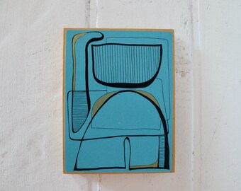 Original wall art, wood block art, Gardening, wall decor, 4 x 5 inch art work