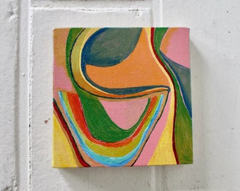 Abstract Painting Small Acrylic Art on Canvas Living Room Wall Art Home Decor Original Acrylic Painting - 4 x 4 inches