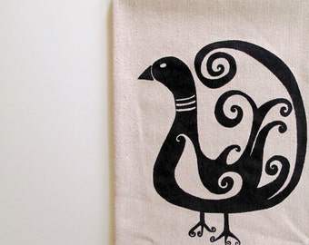 Cotton Kitchen Towel - Bird - Choose your ink color