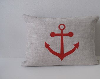 Pillow Cover - Cushion Cover - Anchor - 12 x 16 inches - Choose your fabric and ink color - Accent Pillow