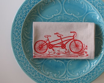 Cotton Kitchen Towel Tandem Bike - Choose your ink color