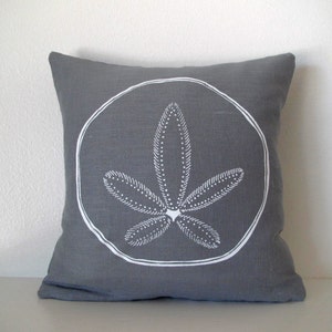 Pillow Cover Cushion Cover Sand Dollar 12 x 12 inches Choose your fabric and ink color Accent Pillow image 1