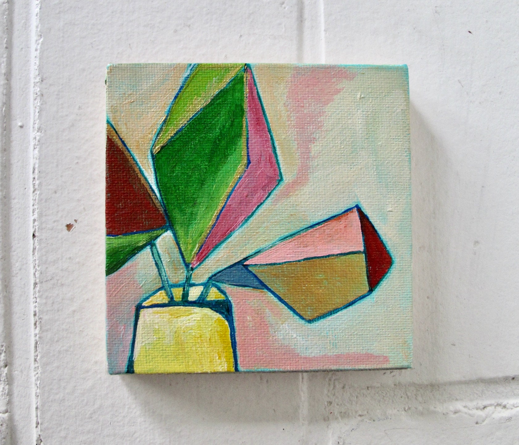 Abstract Painting Small Acrylic Art on Canvas Living Room Wall Art Home Decor Original Acrylic Painting - 4 x 4 inches