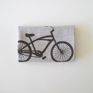 Linen Tea Towel Cruiser Bike Choose your fabric and ink color image 4