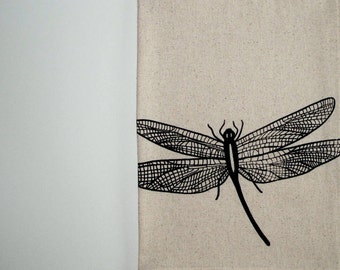 Cotton Kitchen Towel - Dragonfly - Choose your ink color