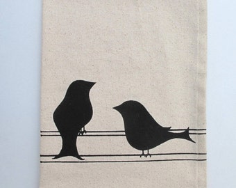 Cotton Kitchen Towel - Two Birds - Choose your ink color