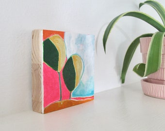 Abstract Painting Small Acrylic Art on Canvas Living Room Wall Art Home Decor Original Acrylic Painting - 4 x 4 inches