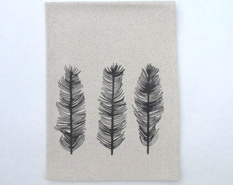 Cotton Kitchen Towel - Feathers - Choose your ink color