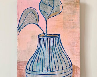 Abstract Painting Acrylic Art on Cardboard Living Room Wall Art Home Decor Original Acrylic Painting - 6.5 x 8.5 inches