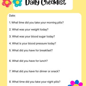 Daily Checklist for Senior/Elderly Care