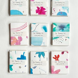 4er Set Grußkarten - Abstrakte Karten Multipack - Illustriertes Gouache-Set - Mark-Making - Jede Gelegenheit - C7 mini - Innen blanko