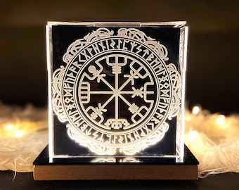 Vegvisir Custom Night Light, Viking Runes, Vegvisir Runic Symbol