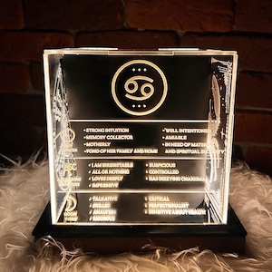 Lámpara de carta del horóscopo personalizada, luz de noche astrológica, regalo para novia, mapa estelar de regalo en luz de noche, caja de estrellas de regalo para ella