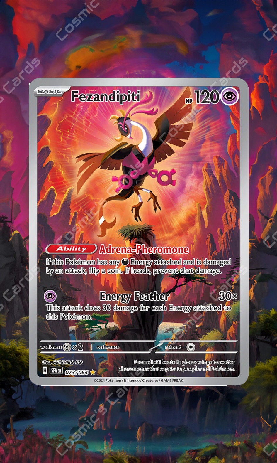 fezandipiti pokemon card halloween - 096 - Trick or Trade 2024 - Cosmos Holo prevent that damage Fezandipiti 096 - Holofoil SV06
