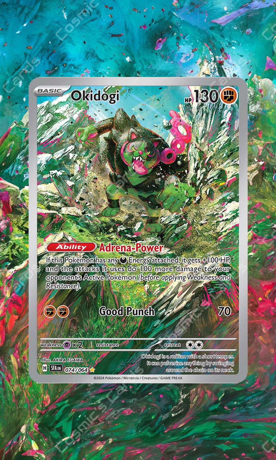 Pokemon Trading Card Game Shrouded Fable Illustration Rare Okidogi #74 Pokemon Trading Card Game Shrouded Fable Illustration Rare Okidogi #74