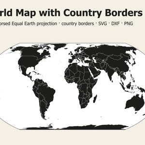 Von den Vereinten Nationen unterstützte Weltkarte „Equal Earth“ (SVG, digitaler Download – svg, dxf, png)