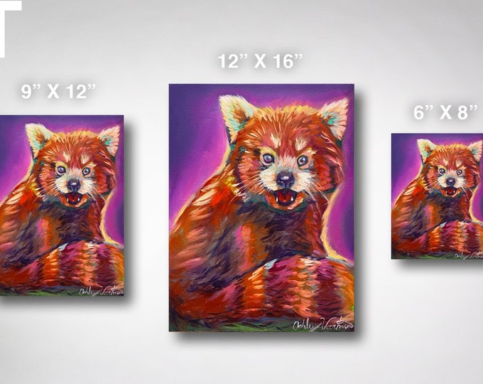 STAMPA del Panda Rosso Arcobaleno - Stampa d'arte firmata