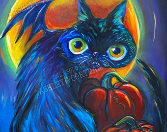 PRINT of Halloween Kitty - Signed Fine Art Print