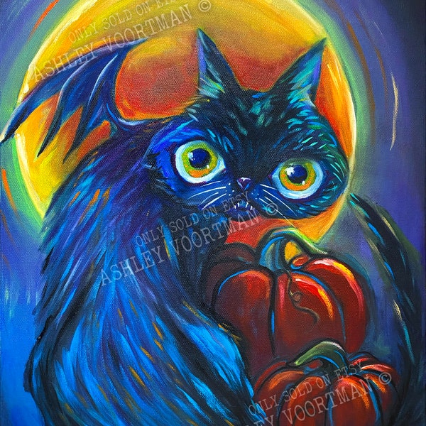 Halloween-Kätzchen-Druck – Signiert