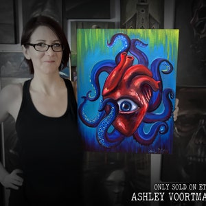 ORIGINAL Heart Octopus - Oil Painting